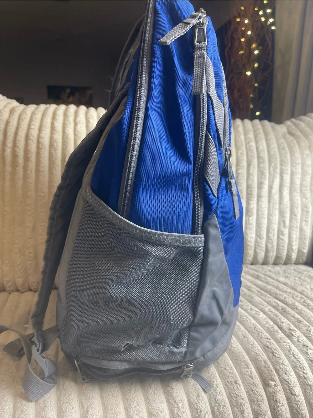Under Armour Blue and Gray Backpack with White Logo